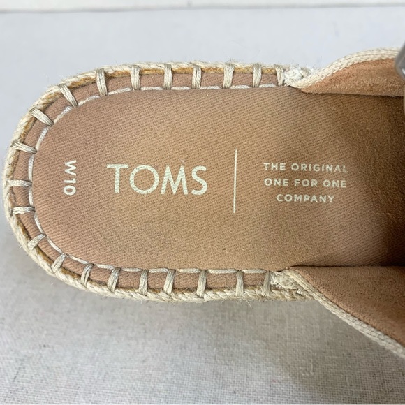 Toms - Monica Classic Linen/Leather Wedge Slingback Espadrille Sandal - Size 10 - Picture 10 of 11